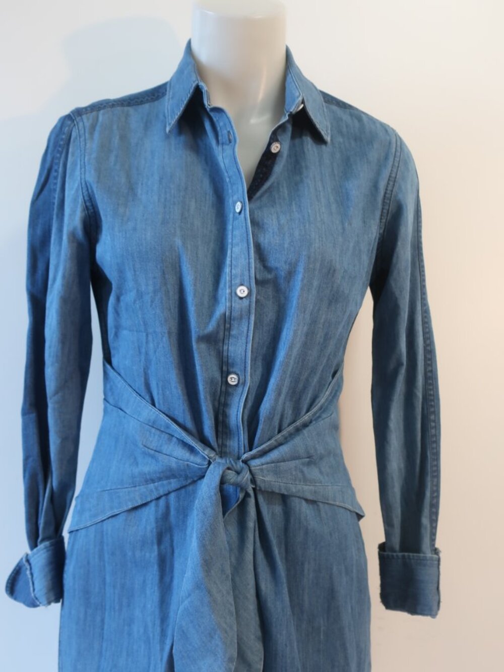 Women Rag & Bone Sadie Indigo Blue (Item-318) Cotton Silk Destroy Shirt Dress S - Picture 4 of 11